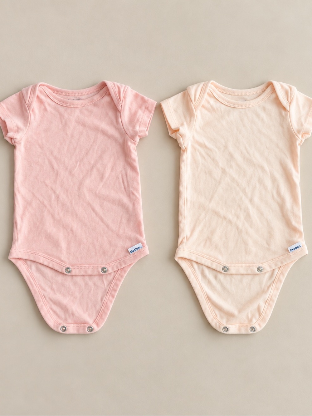 Gerber Pink and Cream Short-Sleeve Baby Bodysuits - 2 Pack